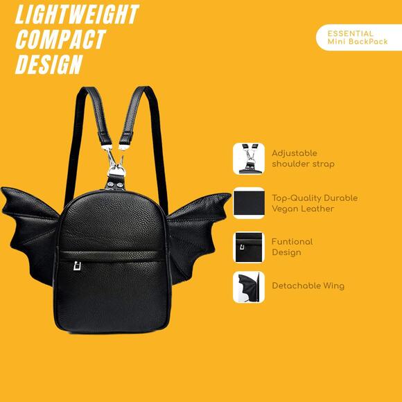 3470 Fashion Mini Backpack Purse | Detachable Bat Angel Wing Shoulder Bag main image 6